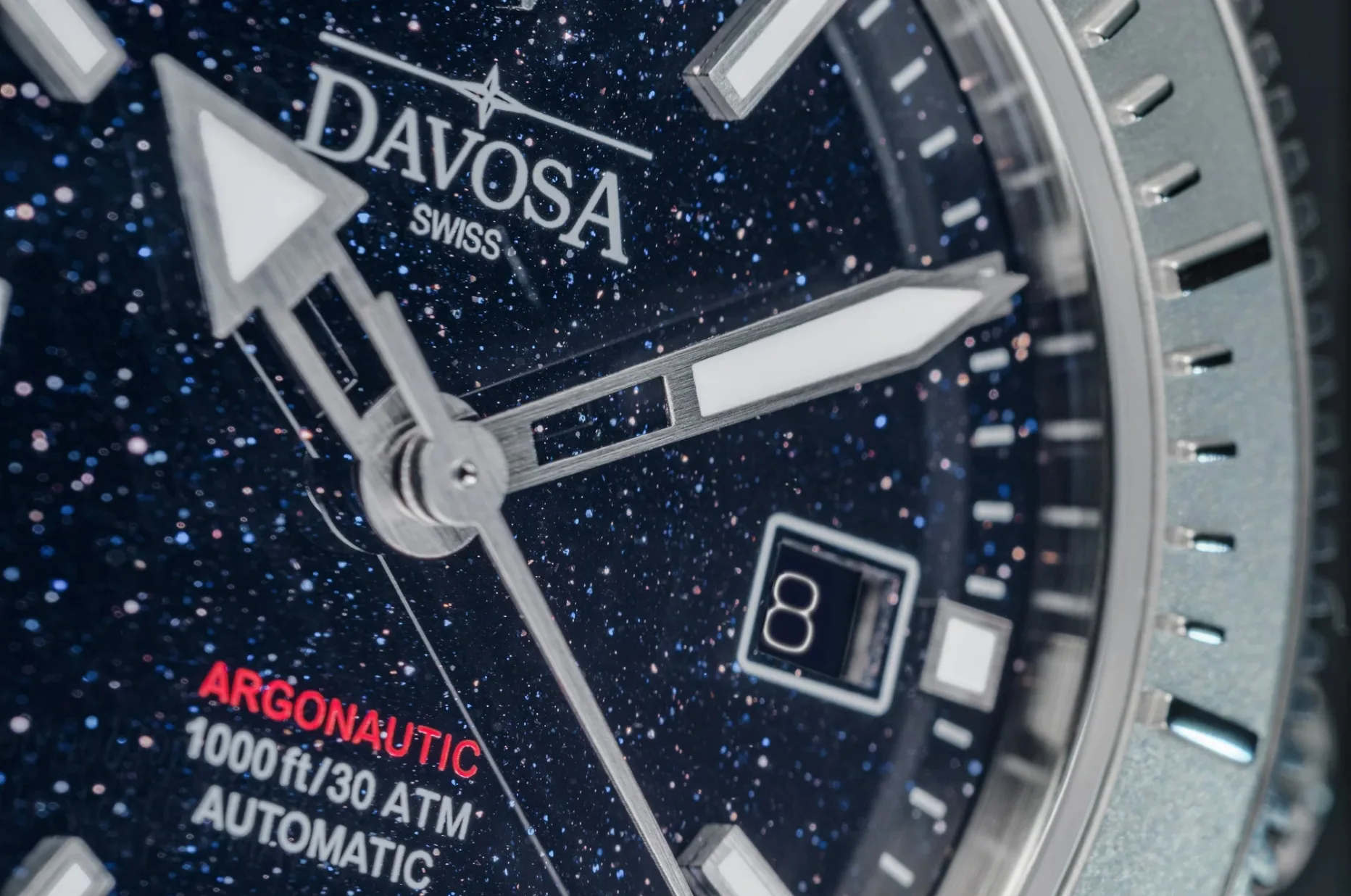DAVOSA Argonautic Celeos z granatową tarczą z awenturynu przypominającą nocne niebo