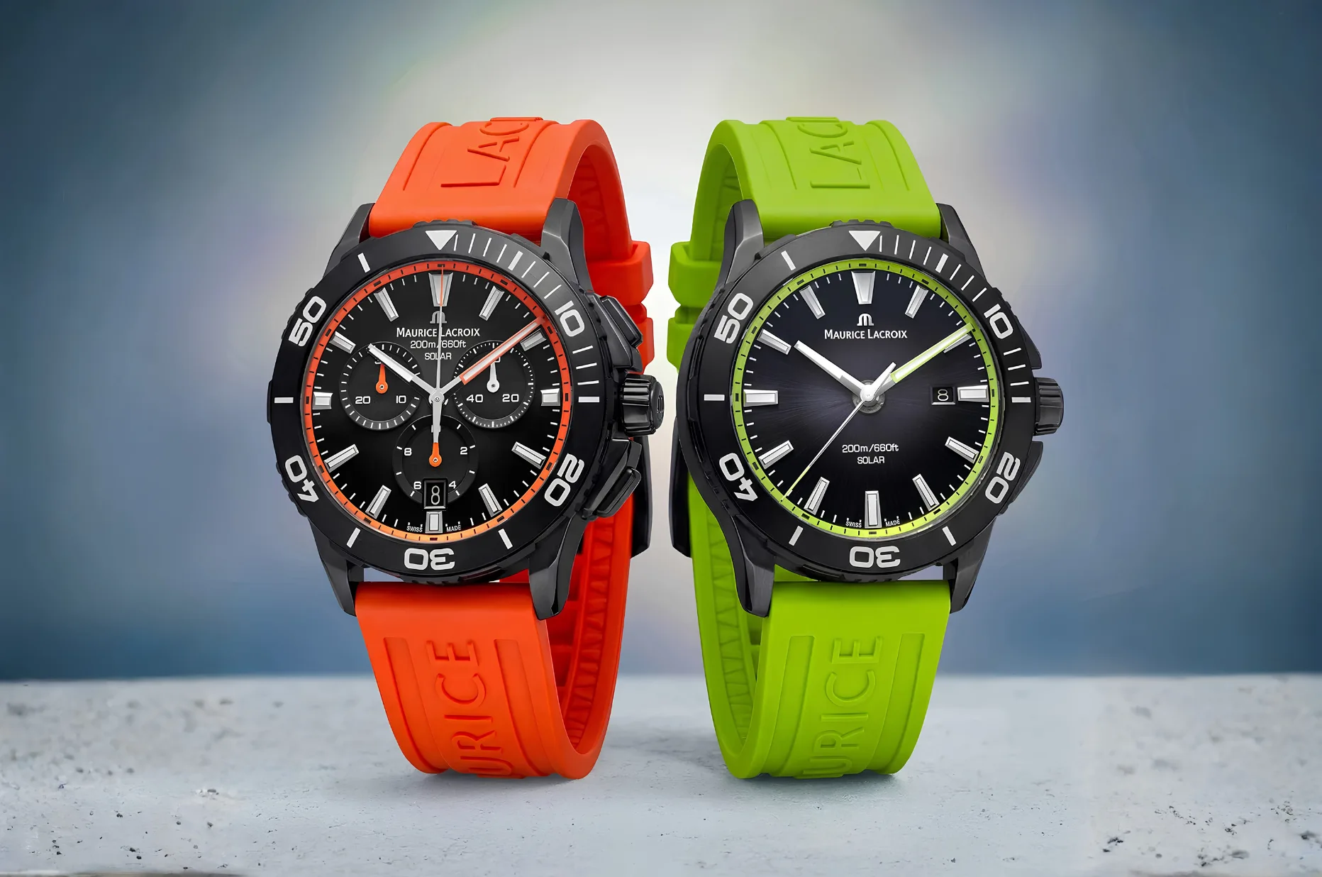 Limitowane zegarki Maurice Lacroix Pontos S Solar Fluorescent Vibrations na neonowych paskach