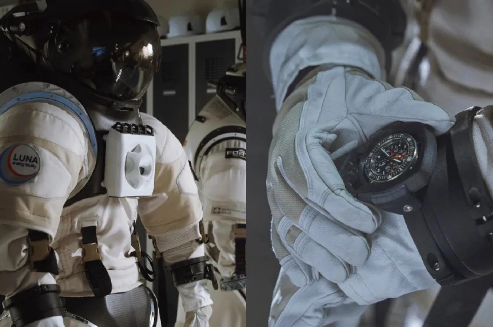 Zegarek Fortis Novonaut na rękawicy skafandra kosmicznego Nåva Space, przeznaczonego do przyszłych misji księżycowych