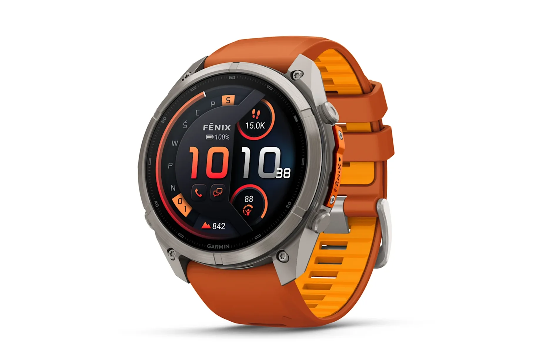 Garmin fēnix 9 Pro 51 mm - tytanowy smartwatch z ekranem AMOLED i pomarańczowym paskiem