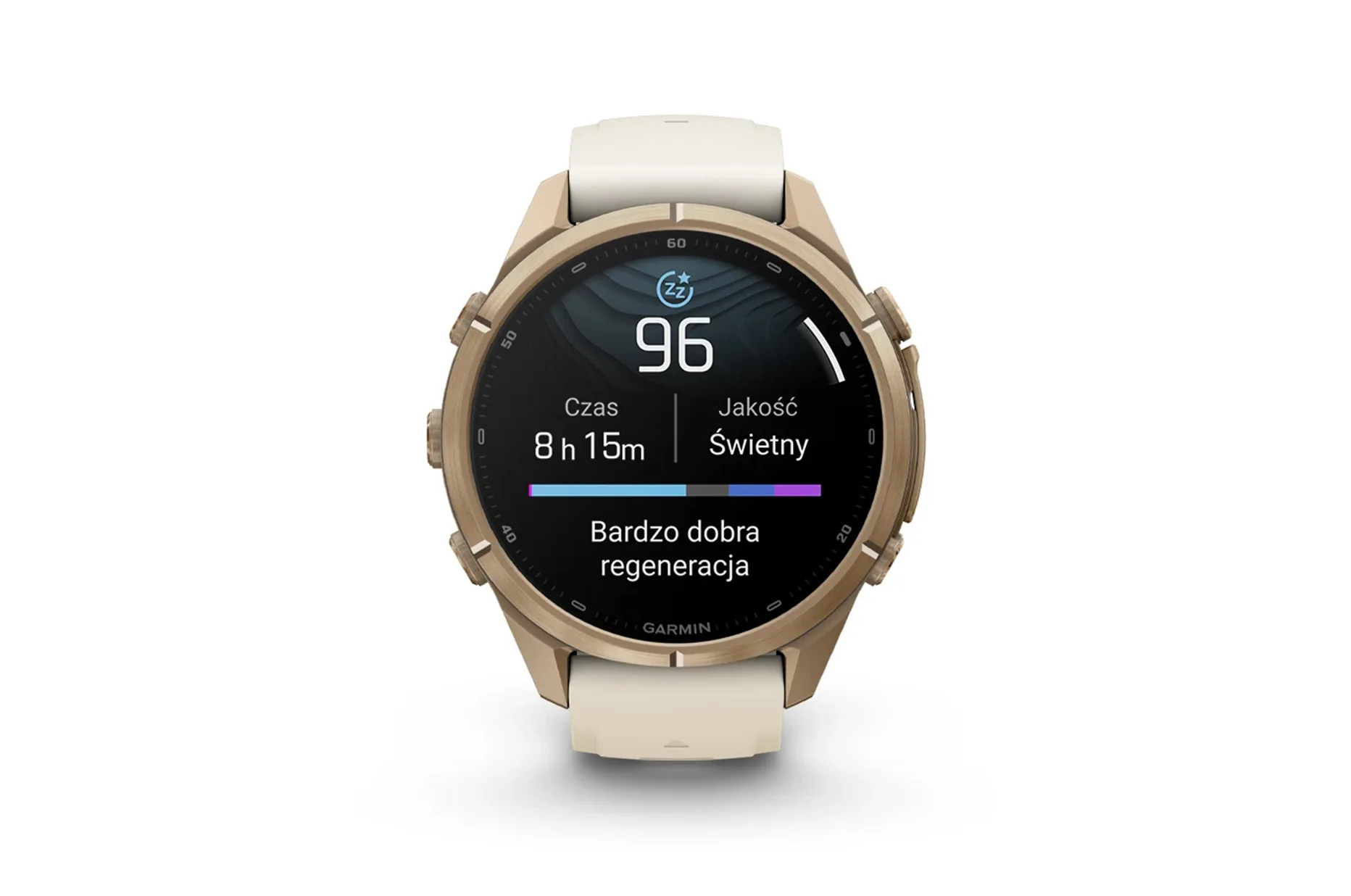 Garmin fēnix 9 Pro - analiza jakości snu i regeneracji organizmu na ekranie smartwatcha