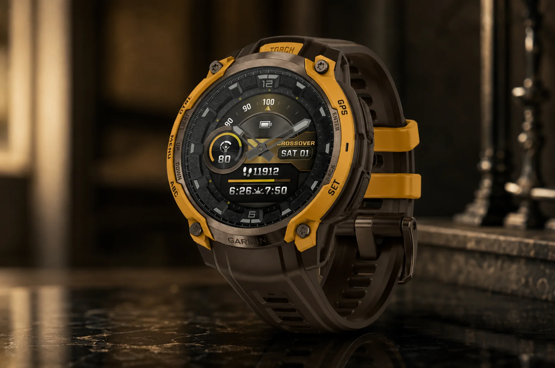 Taktyczny smartwatch Garmin Instinct Crossover AMOLED z GPS jako pomysł na prezent z okazji Dnia Ojca