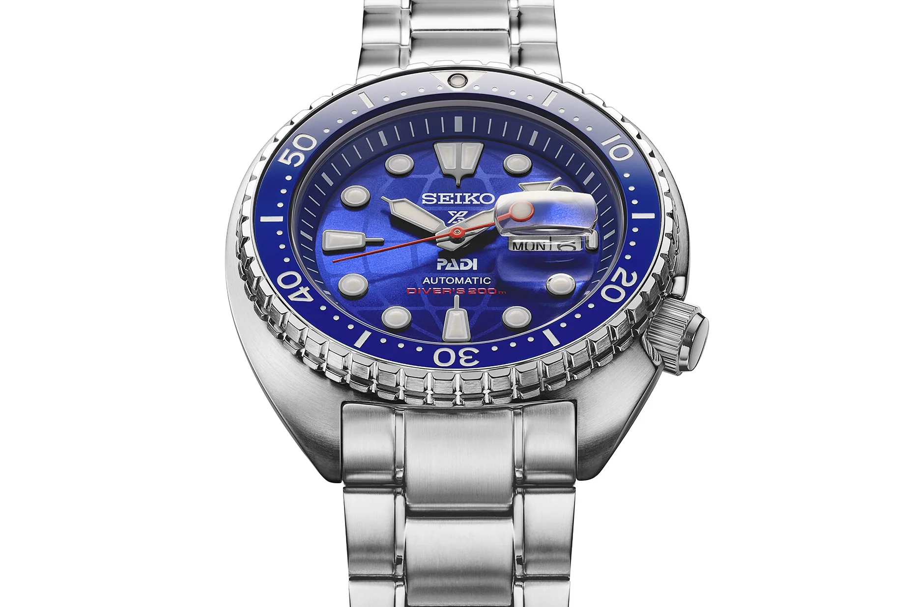 Seiko Prospex PADI HBB002K1 z niebieską tarczą, motywem globu i ceramicznym bezelem