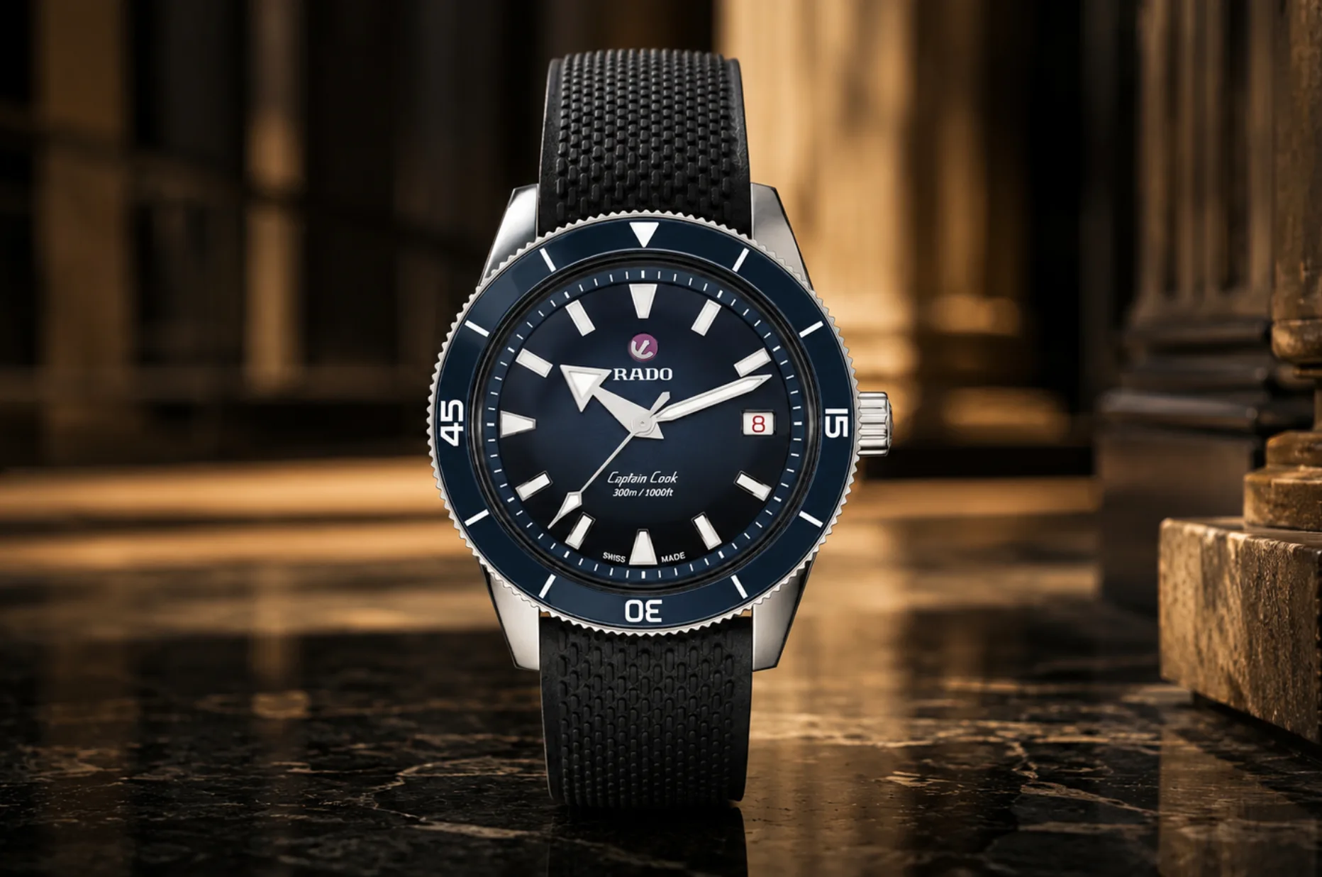 Profesjonalny zegarek nurkowy Rado Captain Cook Automatic wodoszczelny do 300 metrów