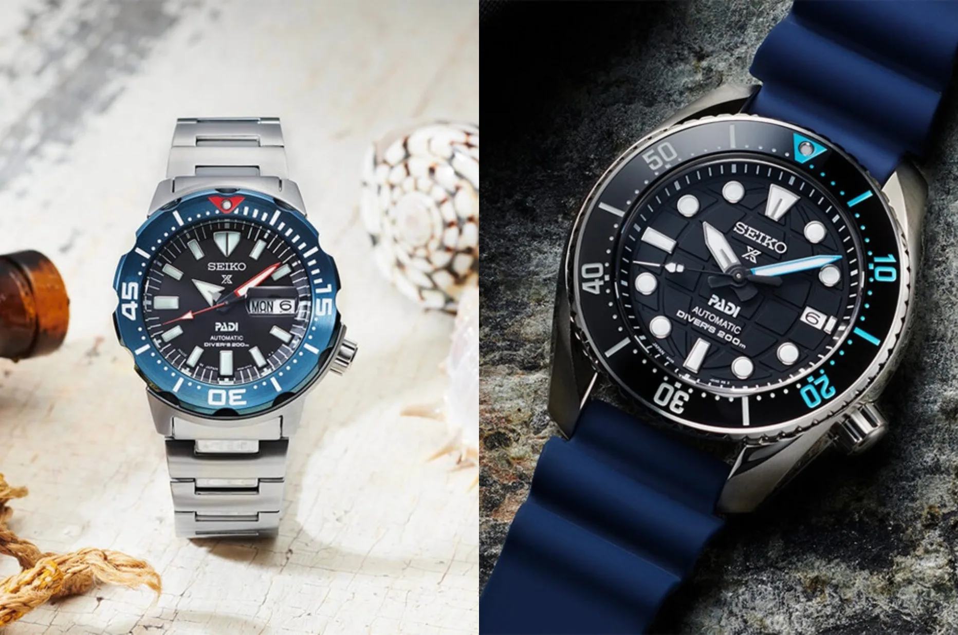 Zegarki Seiko Prospex PADI Automatic Diver’s 200M z czerwonymi i turkusowymi akcentami