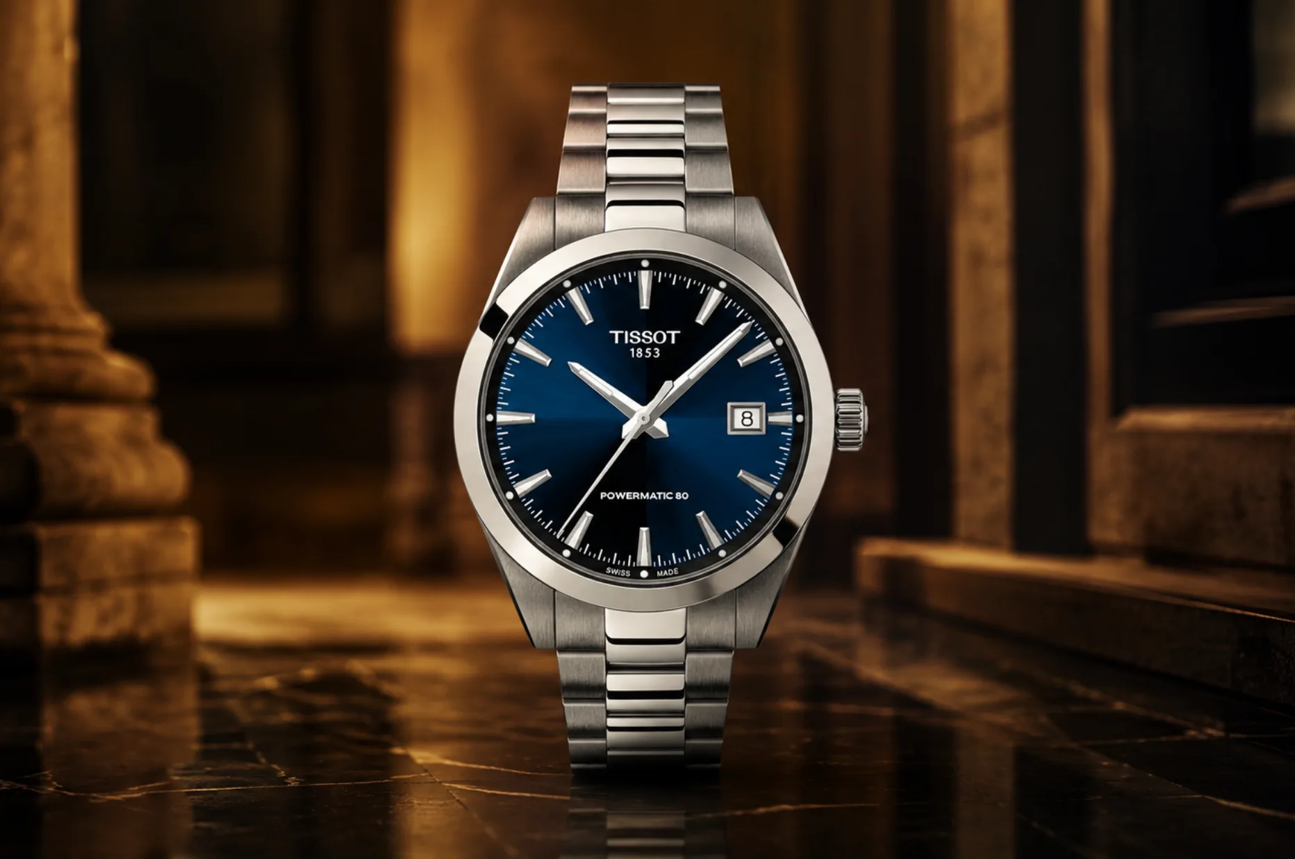 Klasyczny zegarek męski Tissot Gentleman Powermatic 80 jako elegancki prezent na Dzień Ojca
