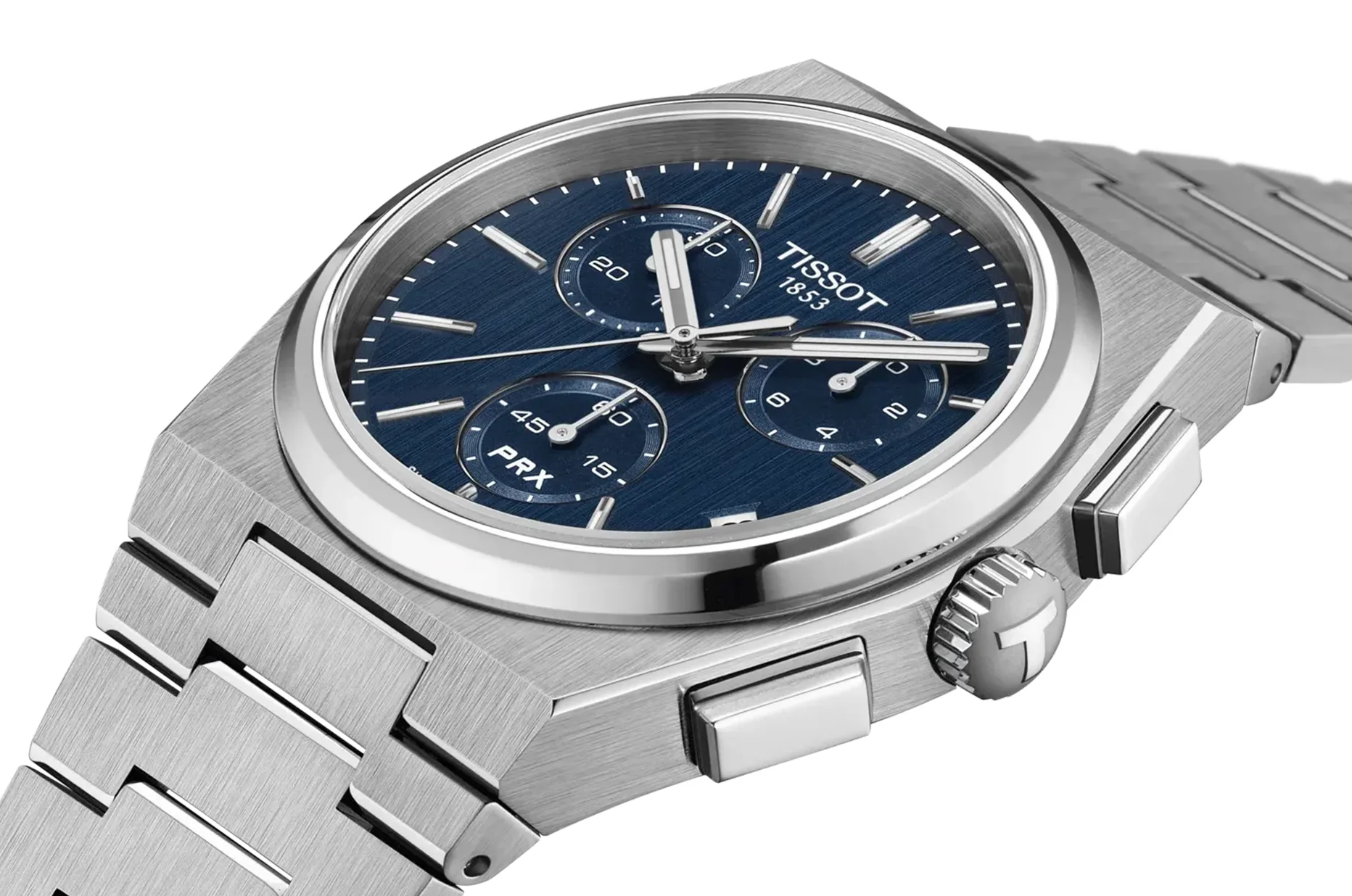 Tissot PRX Quartz Chronograph 41 mm - geometryczna koperta ze stali 316L i przyciski chronografu