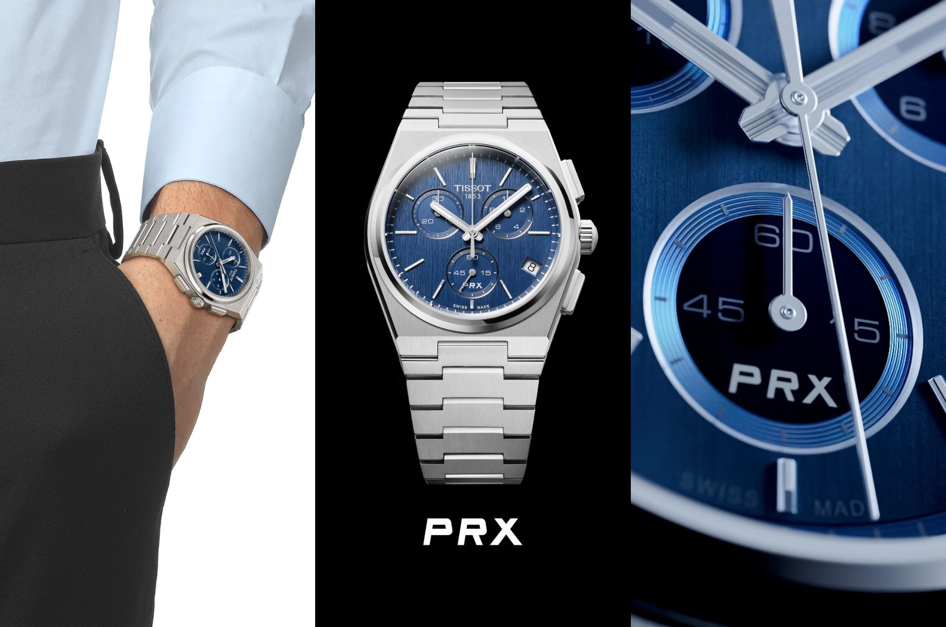 Tissot PRX Quartz Chronograph 41 mm - zegarek męski ze zintegrowaną bransoletą i chronografem