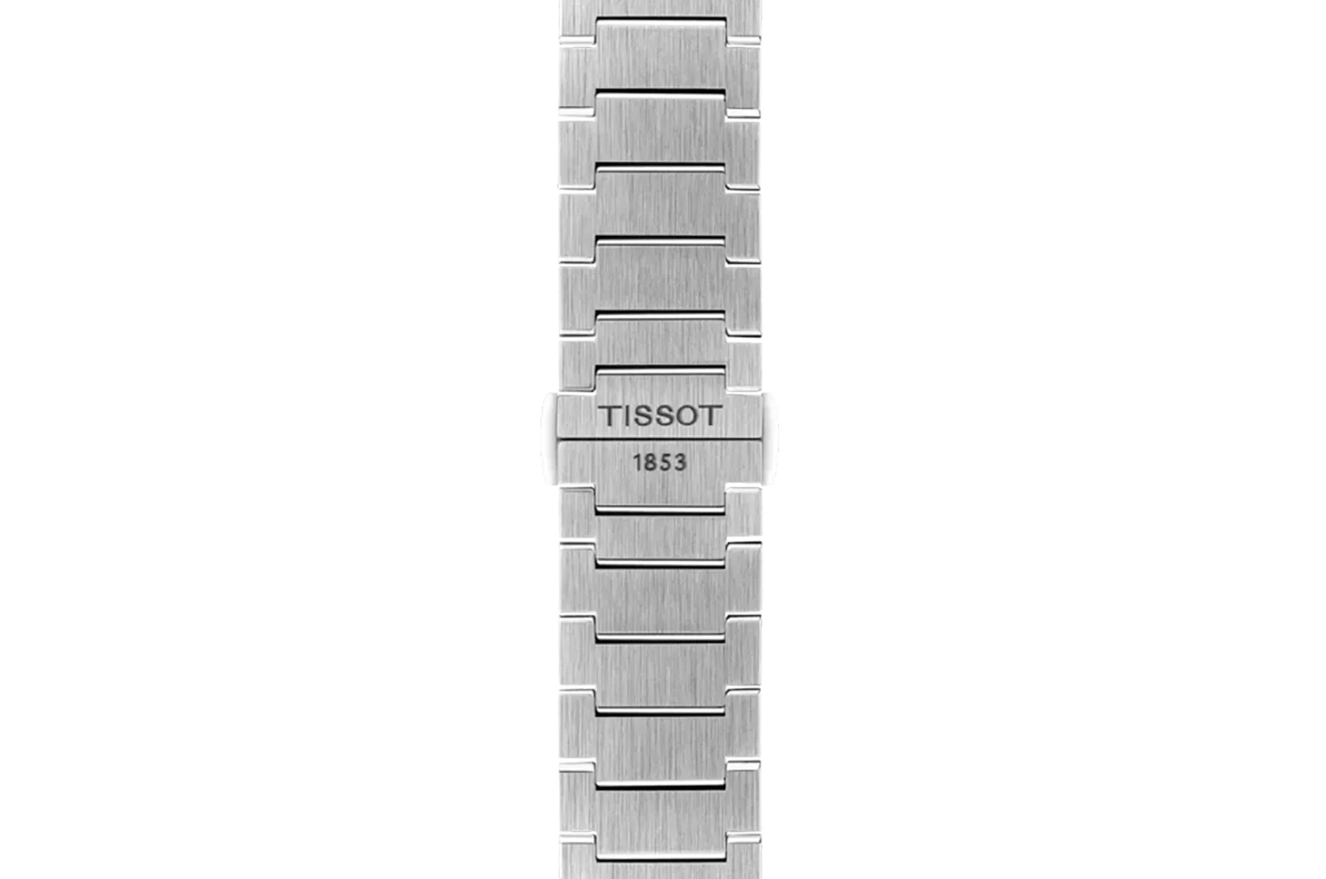 Stalowa bransoleta Tissot PRX Quartz Chronograph z systemem szybkiej wymiany i zapięciem z logo Tissot