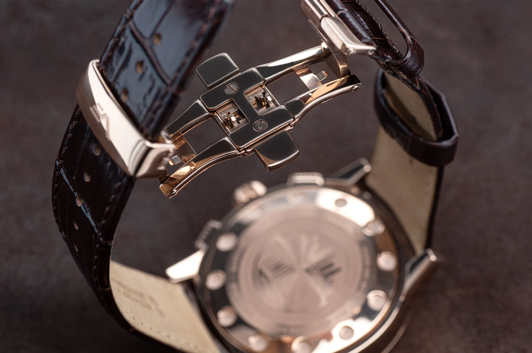 Skórzany pasek zegarka Vostok Europe Limousine 2.0 Chronograph z zapięciem motylkowym