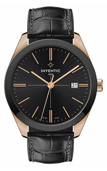 Pozłacany zegarek męski na pasku Inventic