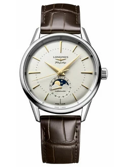 Klasyczny zegarek męski z fazami księżyca Longines Flagship