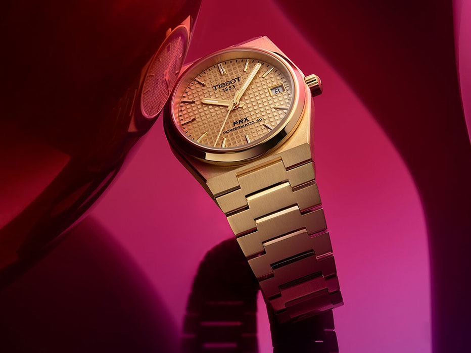 Zegarek na złotej bransolecie Tissot PRX Powermatic 80 35 MM