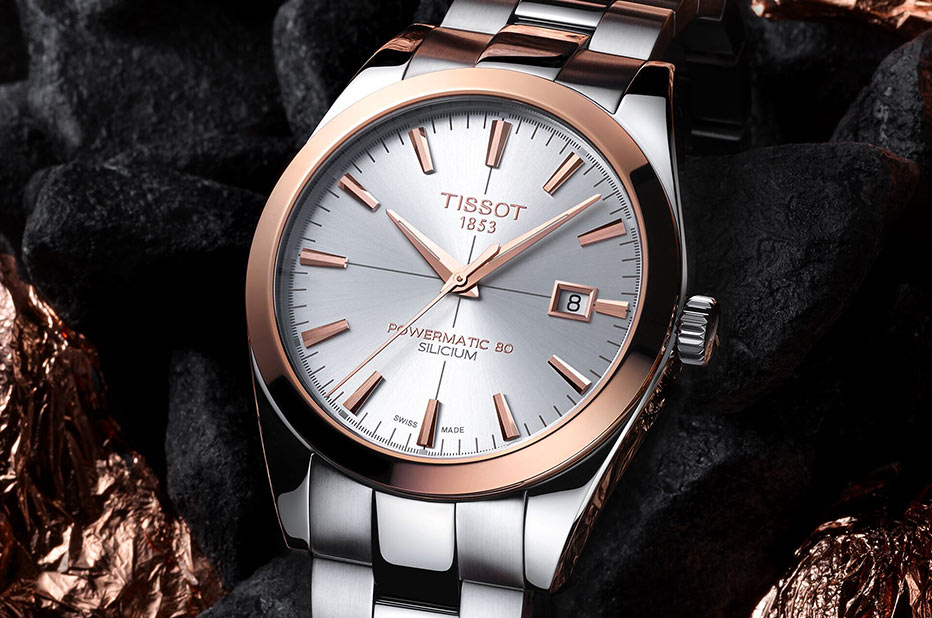 Zegarek ze złotem Tissot Silicium