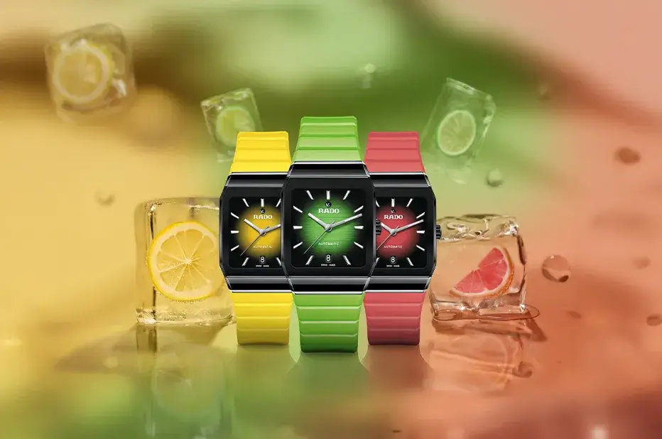 Trzy kolorowe zegarki Rado Anatom Automatic z ceramiczną kopertą – w wersji żółtej, zielonej i czerwonej