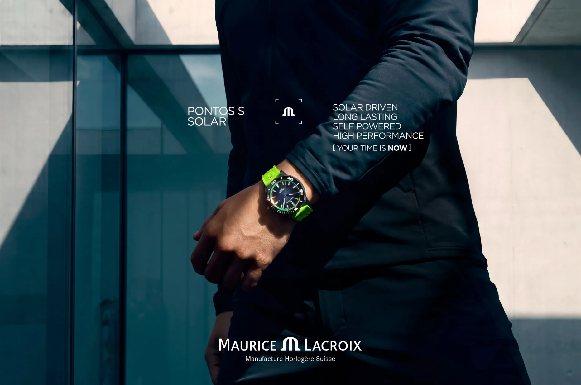 Zegarek męski Maurice Lacroix Pontos S Solar na zielonym pasku