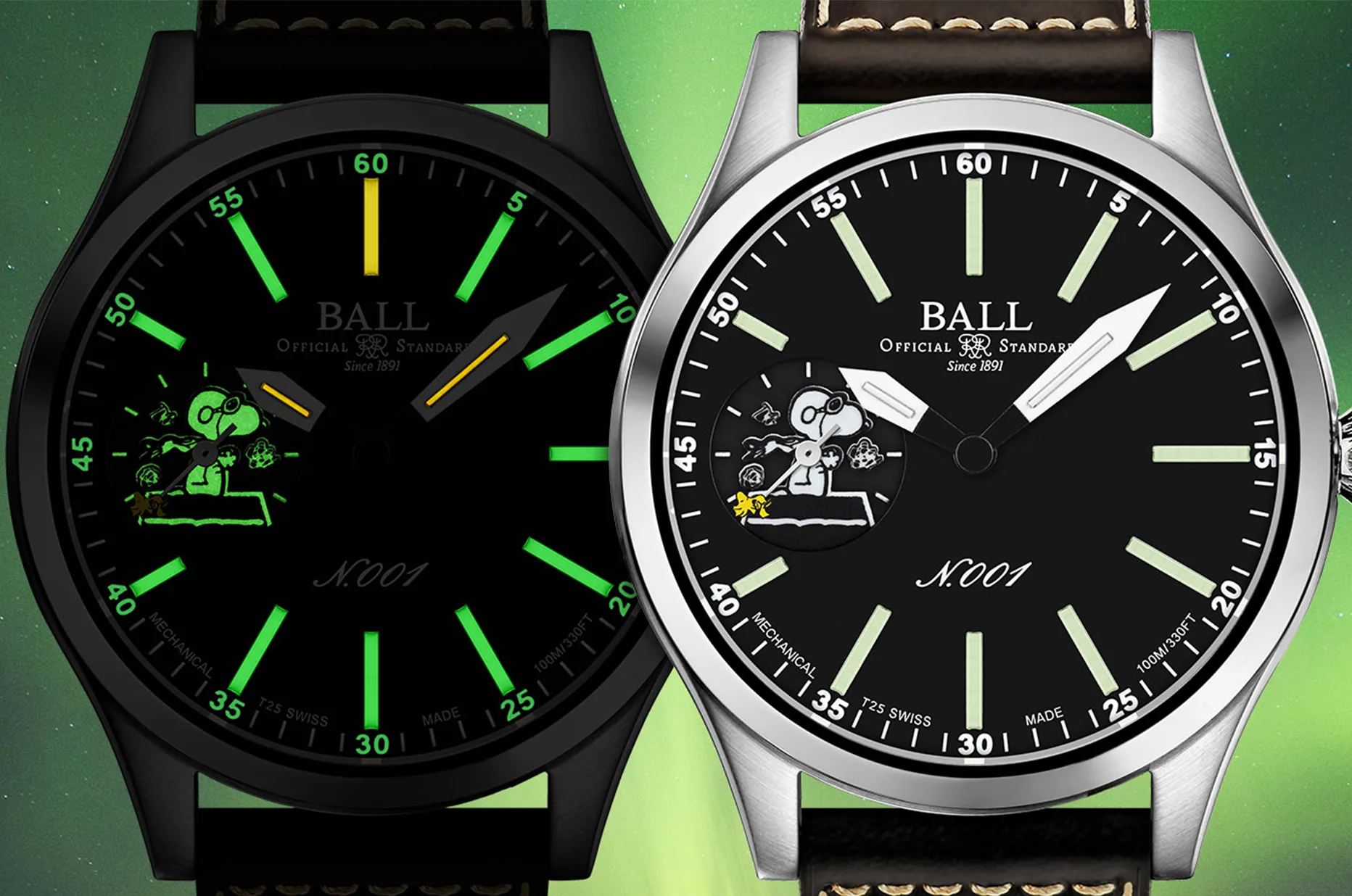 BALL Engineer Master II Snoopy Flying Ace w świetle dziennym i z podświetleniem trytowym