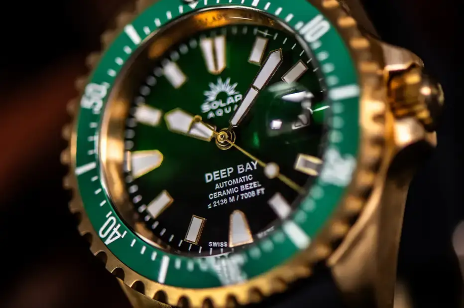 Zegarek nurkowy z kopertą z brązu Solar Aqua Deep Bay Bronze