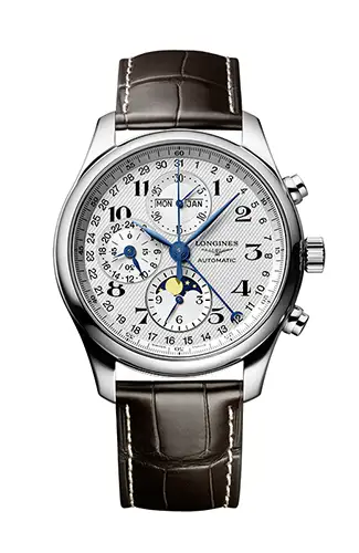 Tradycyjny zegarek z chronografem i komplikacją faz księżyca Longines