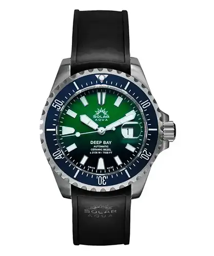 Zegarek nurkowy z zieloną tarczą Solar Aqua Deep Bay