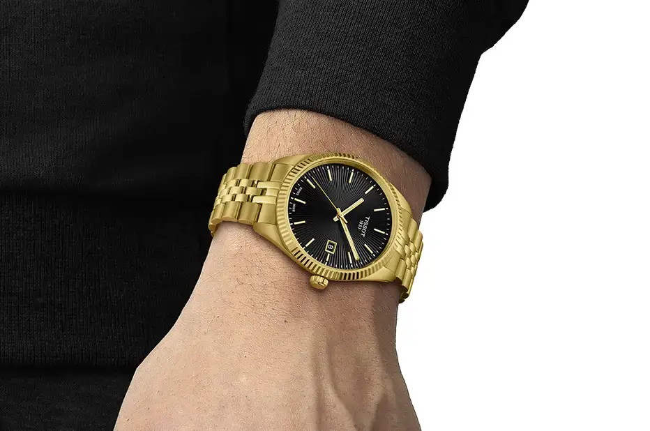 Zegarek męski na złotej bransolecie Tissot Ballade