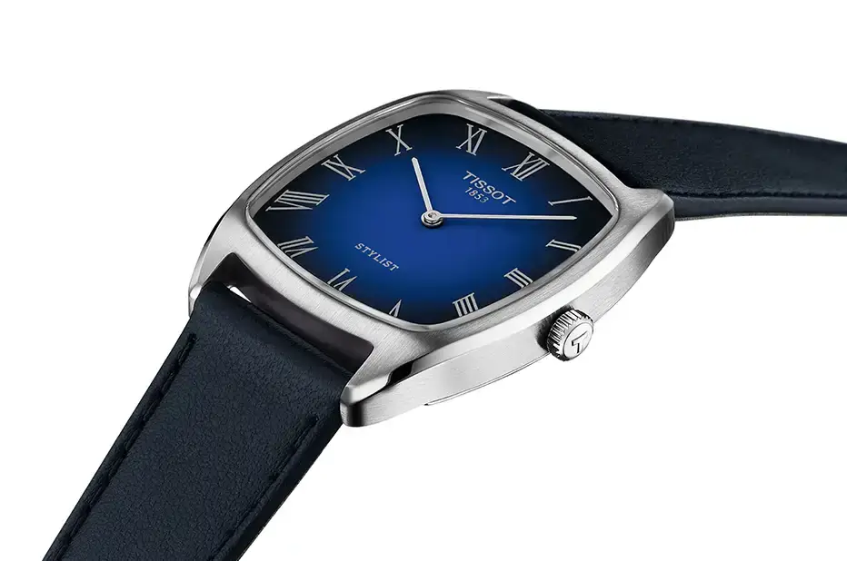 Zegarek z tarczą niebieski gradient Tissot Stylist T159.909.16.043.00