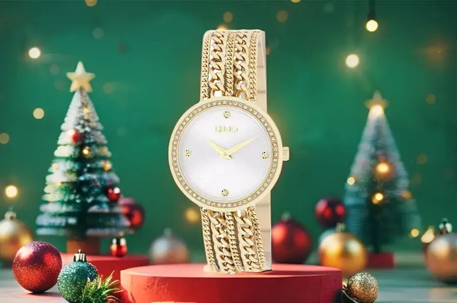 Złoty zegarek damski Liu Jo Chains z cyrkoniami