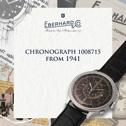 Historyczny chronograf Eberhard & Co. 1008715 z 1941 roku zaprezentowany w muzeum marki