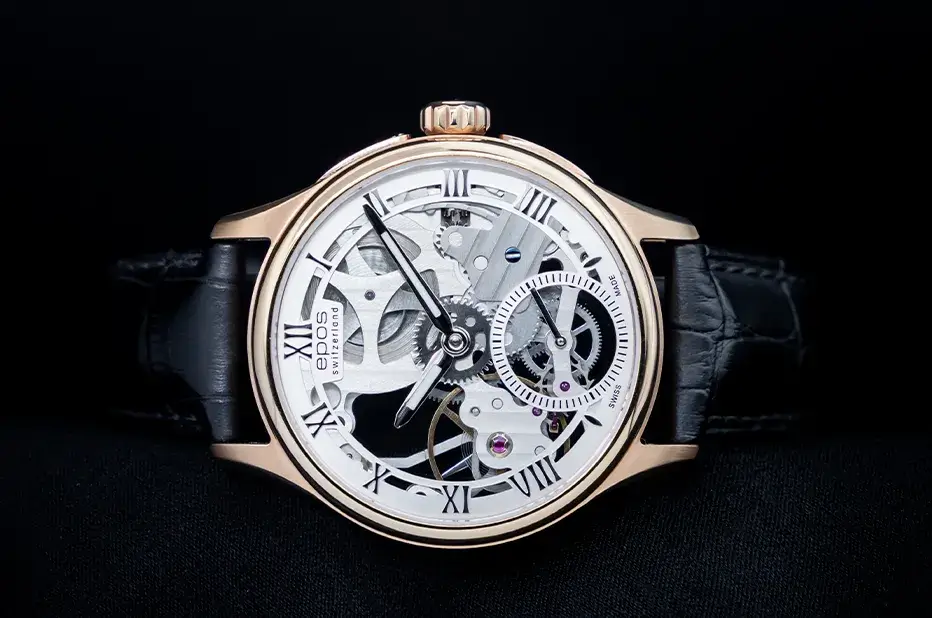Epos Originale Skeleton 3500 z czarnym skórzanym paskiem – ekskluzywny zegarek męski