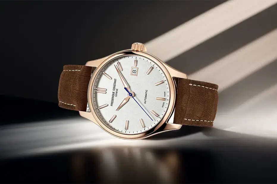 Frederique Constant pozłacany zegarek męski z opcją graweru dla taty