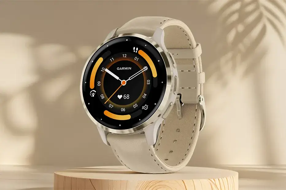 Garmin Venu 3S beżowy smartwatch damski z NFC i płatnościami Garmin Pay
