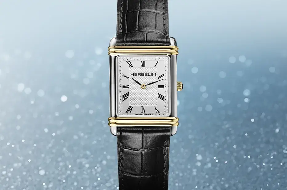 Prostokątny zegarek damski Herbelin w eleganckim stylu art deco