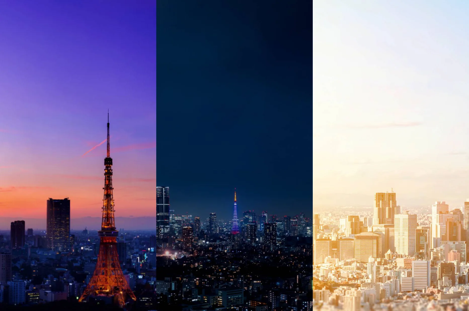 Panorama Tokio o zmierzchu, w nocy i o wschodzie słońca jako inspiracja kolorów tarcz King Seiko VANAC