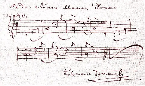 Rękopis nutowy Johanna Straussa „Nad pięknym modrym Dunajem”