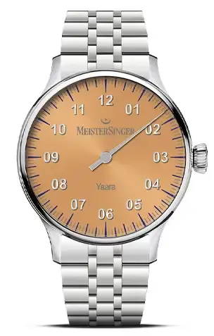 Tarcza zegarka MeisterSinger Yaara z minimalistycznym designem i eleganckim wykończeniem