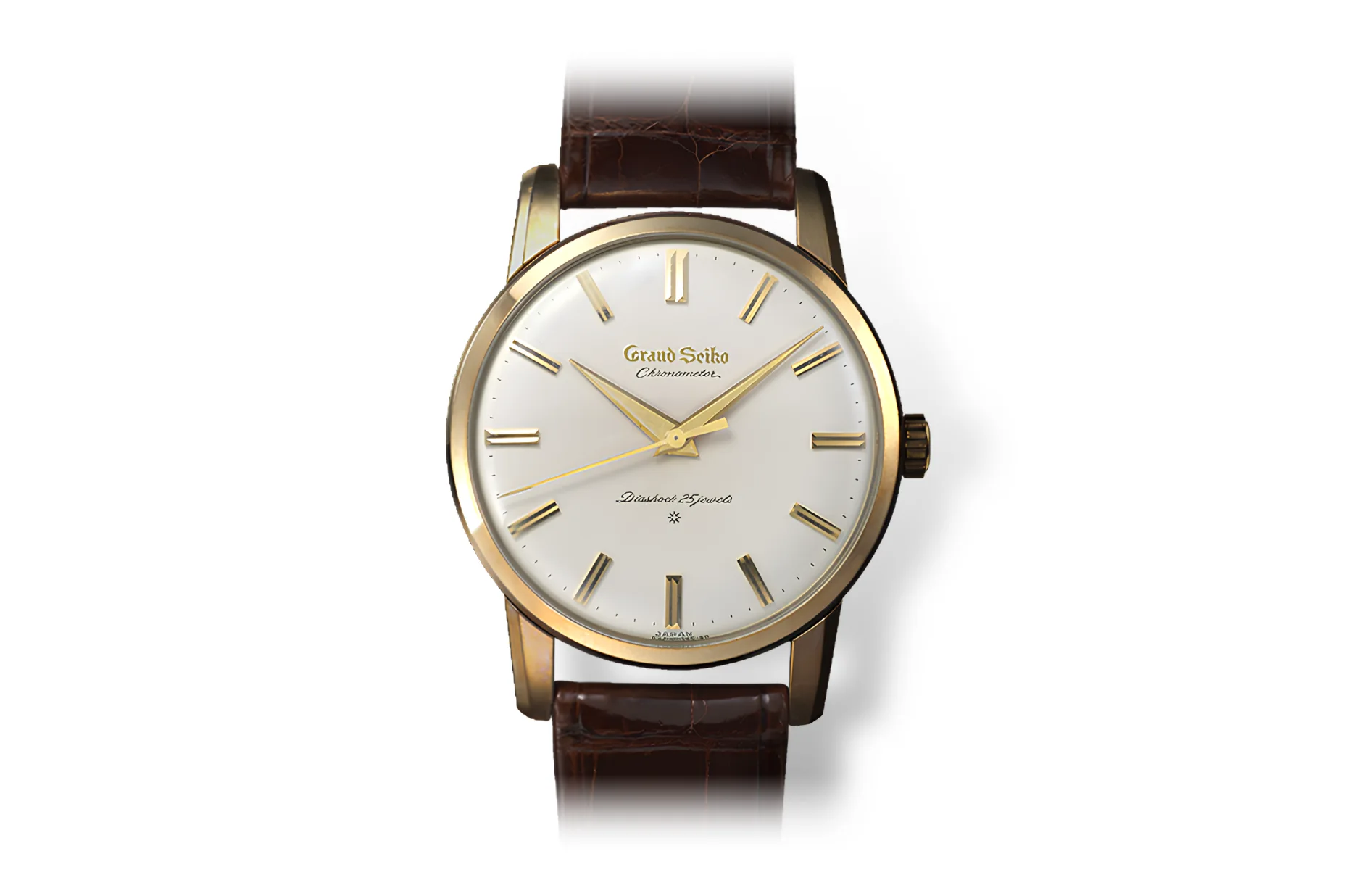 Pierwszy zegarek Grand Seiko z 1960 roku w złotej kopercie na skórzanym pasku