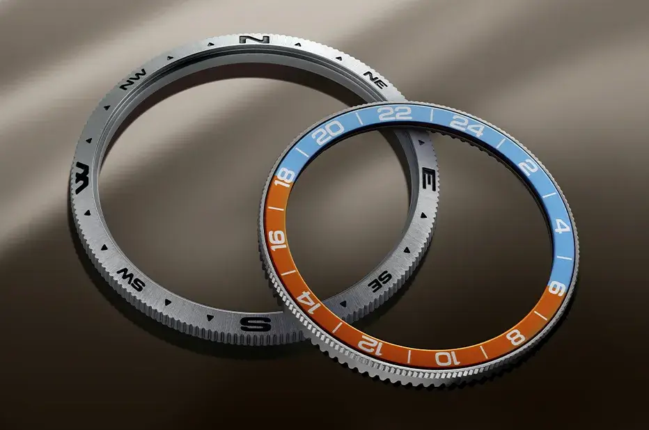 Pierścienie zegarka Certina DS-X GMT z kompasem i podziałką 24h do odczytu czasu w trzech strefach