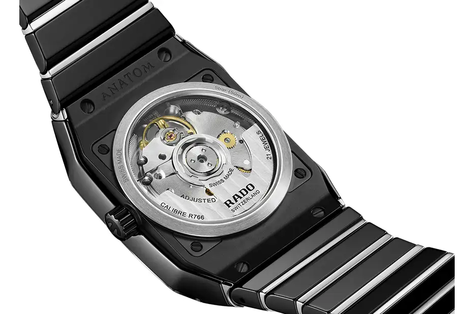 Automatyczny mechanizm Rado R766 z 72-godzinną rezerwą chodu i antymagnetyczną sprężyną włosową Nivachron™