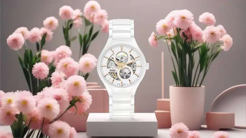 Elegancki zegarek Rado True Round Automatic Open Heart z widocznym mechanizmem