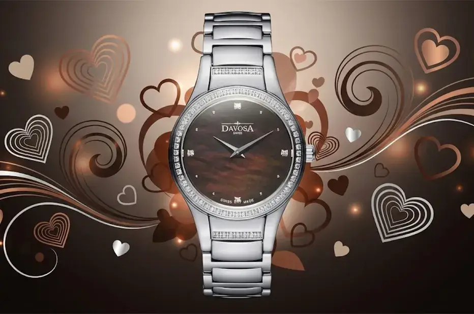 Davosa Luna Star zegarek damski z tarczą z brązowej masy perłowej na Walentynki