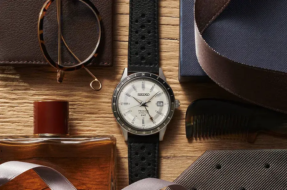 Retro zegarek męski z funkcją GMT Seiko Presage