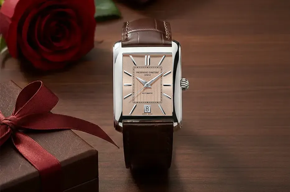 Frederique Constant Classics Carrée elegancki zegarek męski art déco jako prezent walentynkowy