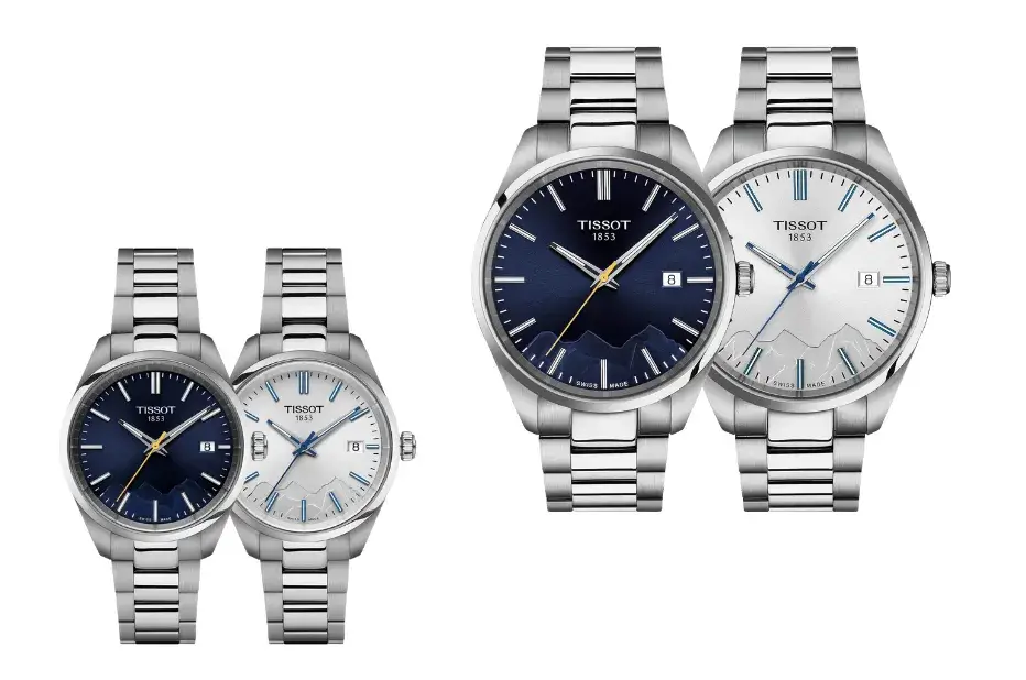 Zegarki Tissot PR 100 Jungfraubahn – damska i męska edycja specjalna inspirowana szczytem Jungfrau, z motywem gór na tarczy