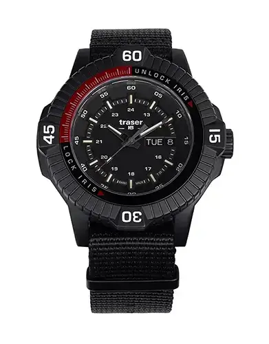 Zegarek Traser P99 Iris Tactical Black Limited Edition 111462 z czarnym paskiem tekstylnym