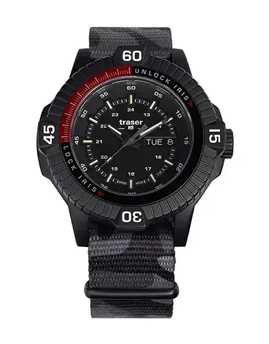 Zegarek militarny Traser P99 Iris Tactical Khaki Limited Edition 111460 z paskiem NATO w kamuflażu