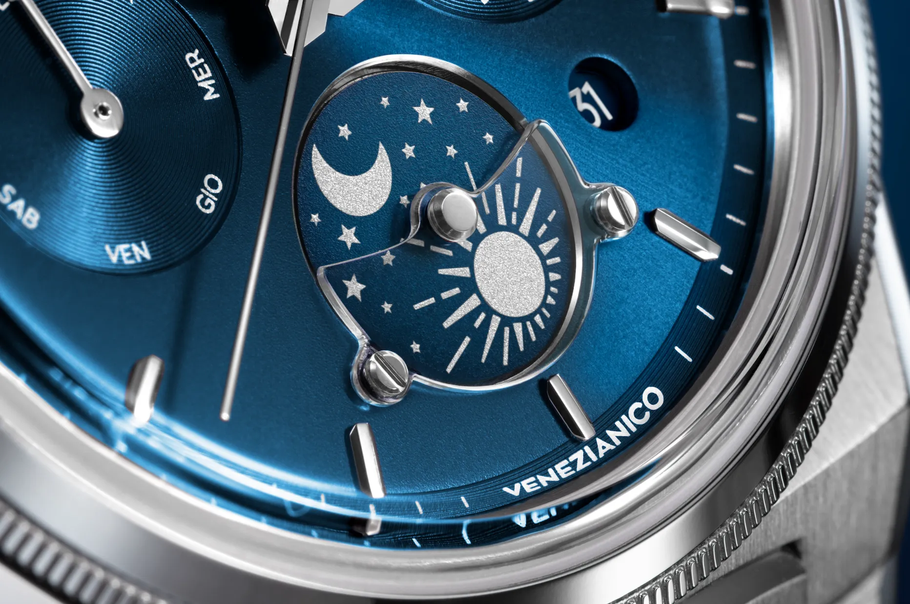 Venezianico Arsenale Calendario Blue ze wskaźnikiem 24-godzinnym dzień/noc