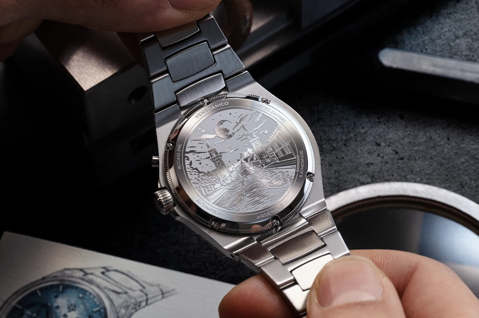 Dekiel Venezianico Arsenale Calendario z grawerem inspirowanym Arsenałem w Wenecji