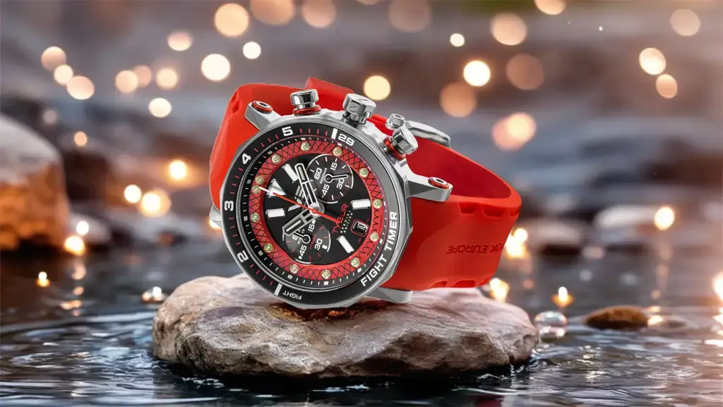 Vostok Europe Tybur Special Edition – wyrazisty zegarek męski z czerwonym paskiem, świetny na Walentynki
