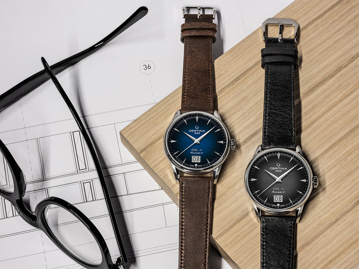 Certina DS-1 Big Date w wersji niebieskiej i szarej