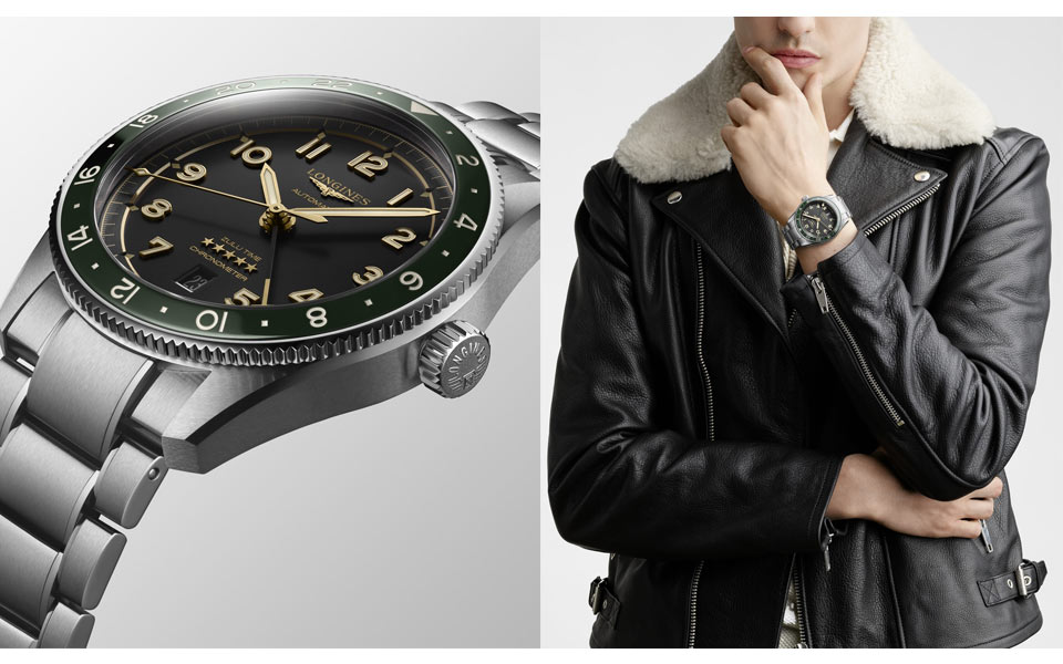 Zegarek Longines Zulu Time męski zielony 